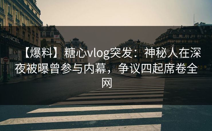 【爆料】糖心vlog突发：神秘人在深夜被曝曾参与内幕，争议四起席卷全网