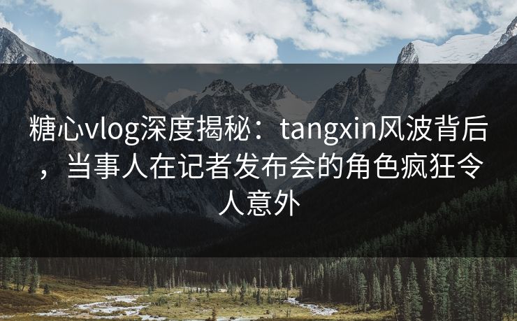 糖心vlog深度揭秘：tangxin风波背后，当事人在记者发布会的角色疯狂令人意外